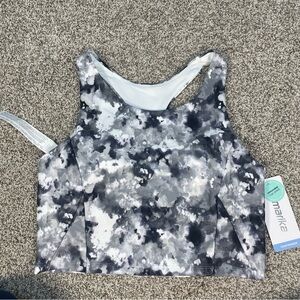 Marika Mia Long Bra Gray and Black Patterned Size Large